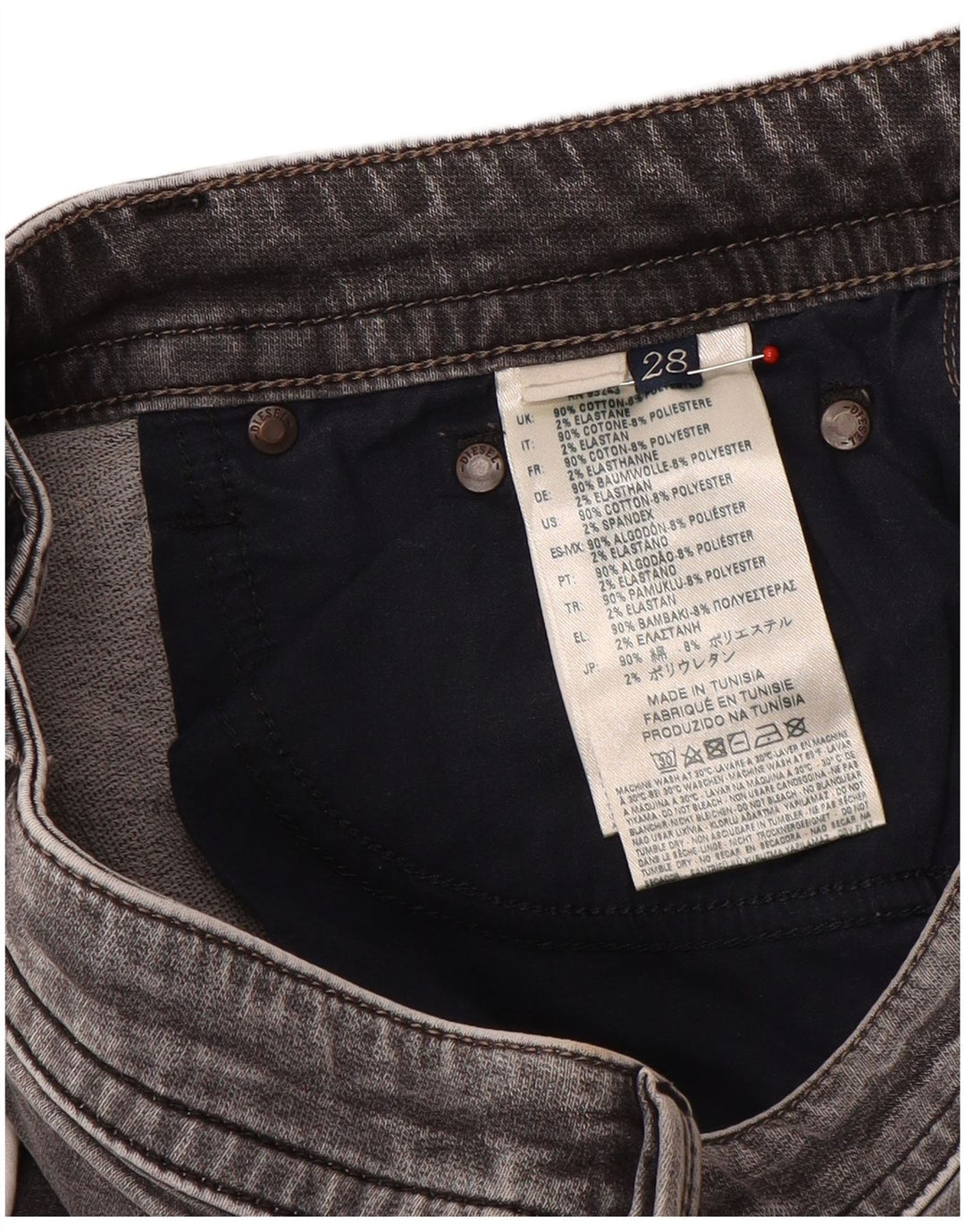 Jeans Slim Feminino Diesel W28 L32 Cinza