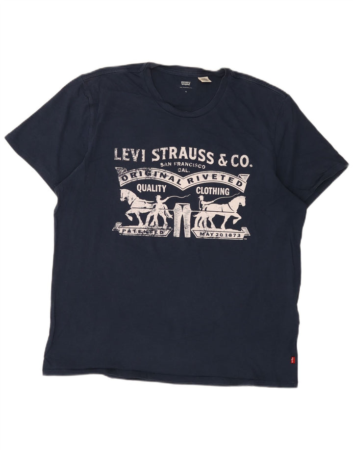 Camiseta gráfica masculina Levi's Top XL algodão azul marinho