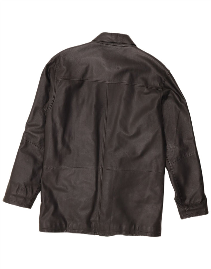 Jaqueta de couro masculina vintage UK 44 2XL couro preto