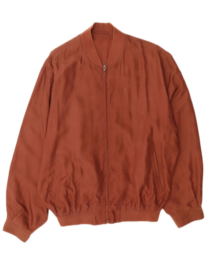 Jaqueta bomber masculina VINTAGE UK 40 grande seda marrom