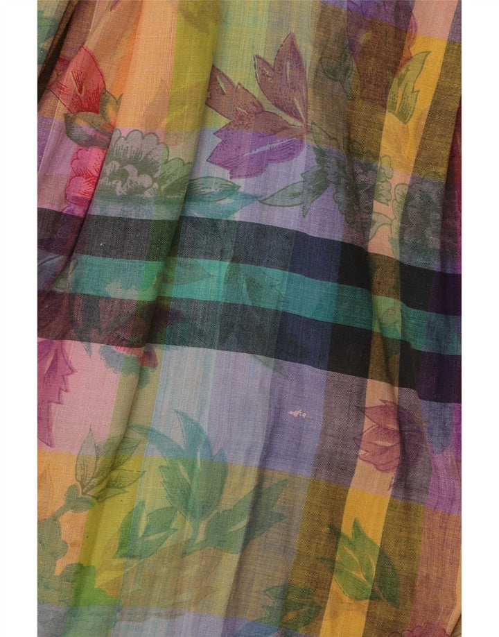 Saia feminina vintage evasê média W28 algodão floral multicolorido