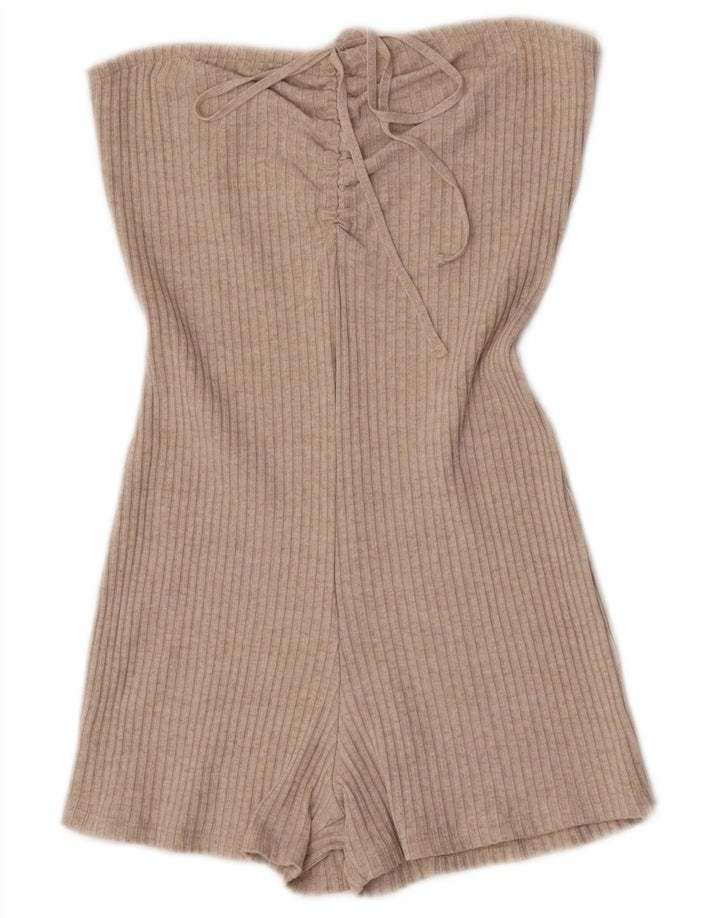 Zara Womens Strapless Playsuit Reino Unido 14 Grande Bege