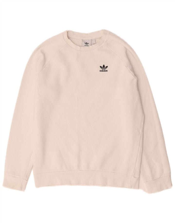 Adidas Mens Moletom Jumper Pequeno Algodão Branco