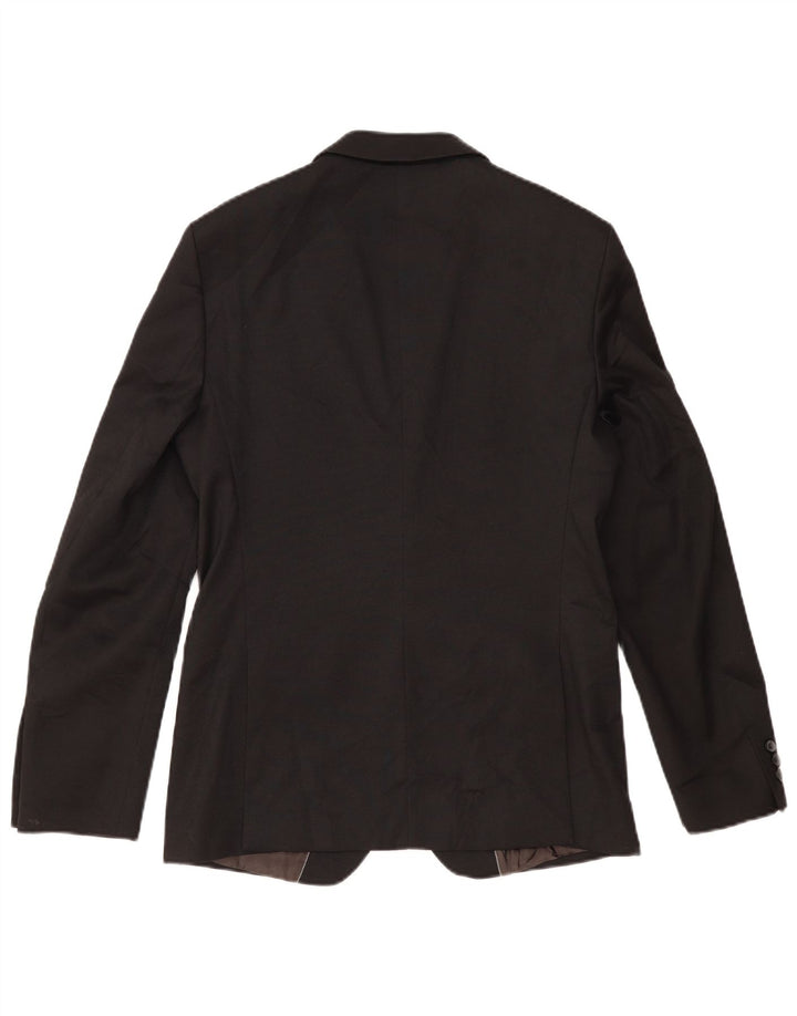 Jaqueta blazer masculina ZARA com 2 botões EU 48 poliéster preto médio