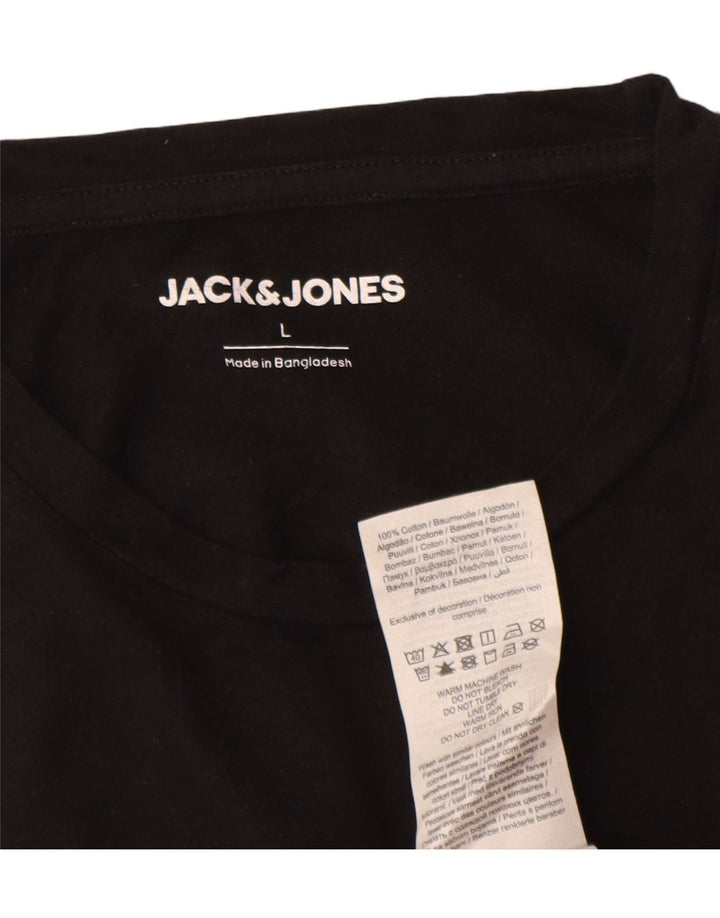Camiseta masculina Jack & Jones grande algodão preto