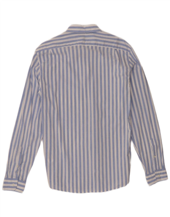 Camisa masculina Reiss grande algodão listrado azul