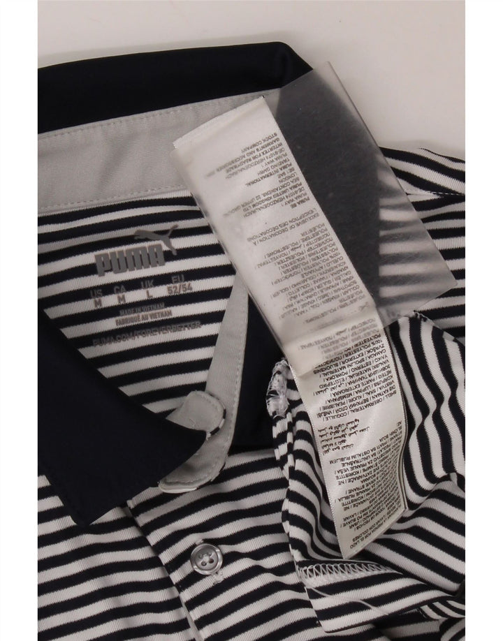 Camisa polo masculina Puma grande poliéster listrado azul marinho