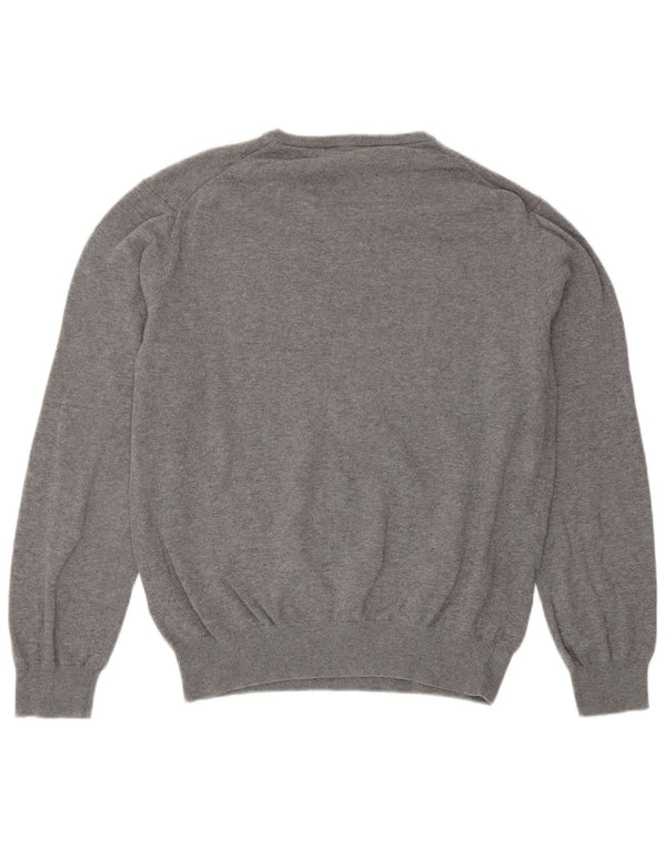 Suéter feminino Crew Clothing com decote em V UK 14 algodão cinza médio