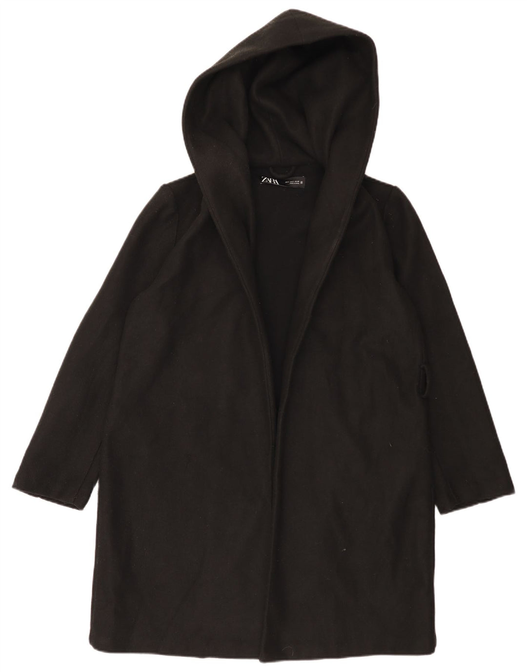 Sobretudo oversized com capuz feminino Zara UK 10 pequeno poliéster preto