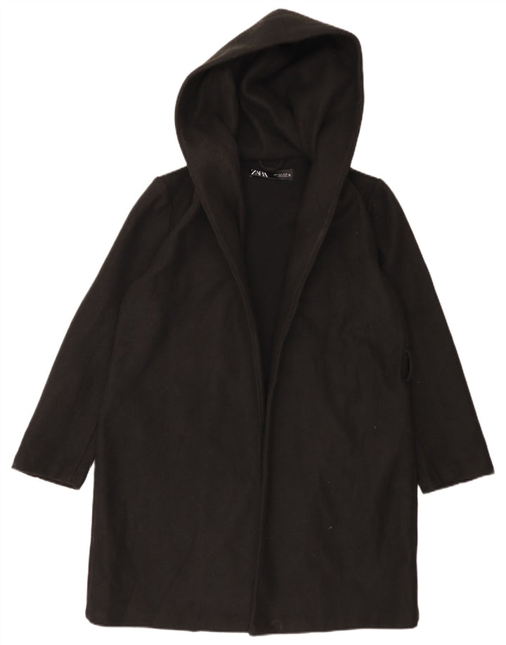 Sobretudo oversized com capuz feminino Zara UK 10 pequeno poliéster preto