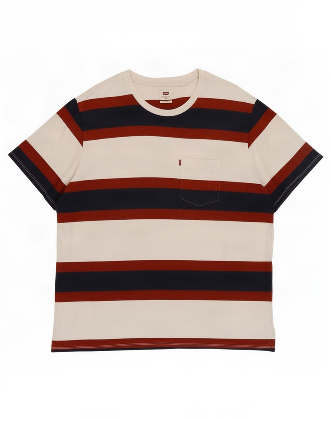 Camiseta masculina relaxada Levi's Top XL algodão listrado branco
