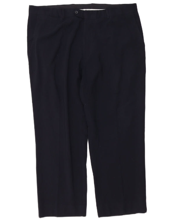 Zara Mens Straight Chino Calças EU 50 2XL W40 L28 Poliéster Azul Marinho