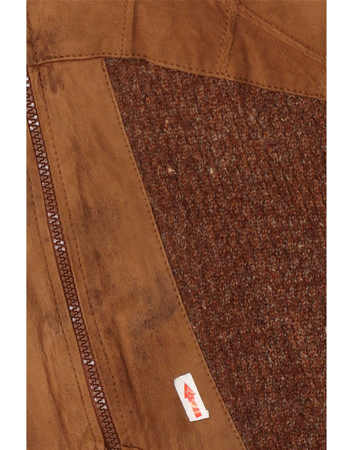 Suéter cardigã masculino Sercap marrom médio Colourblock