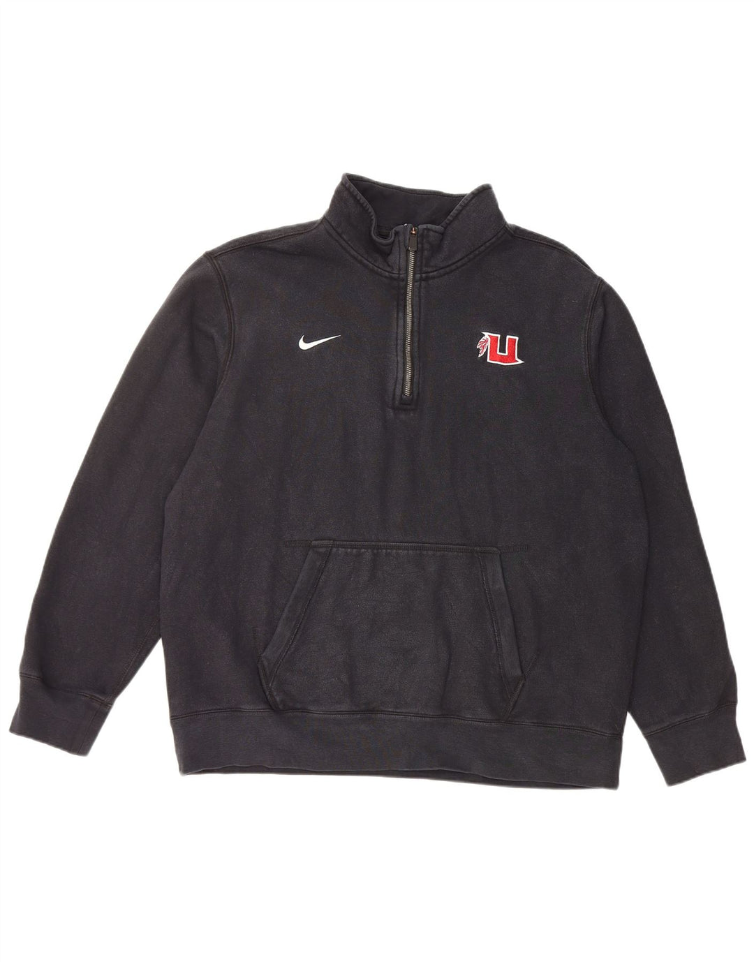 NIKE Mens UConn Huskies Zip Neck Sweatshirt Jumper Large Black Cotton