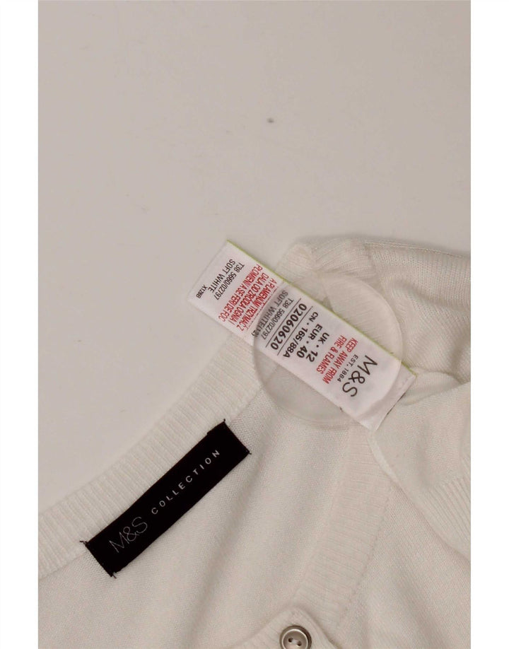 Suéter cardigã feminino Marks & Spencer UK 12 viscose branca média