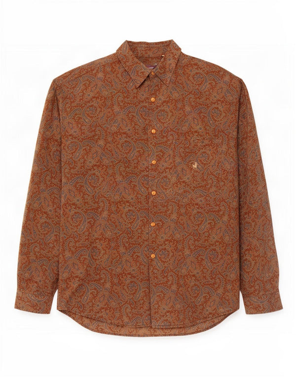 Camisa masculina Rodrigo tamanho 43 17 XL marrom paisley viscose