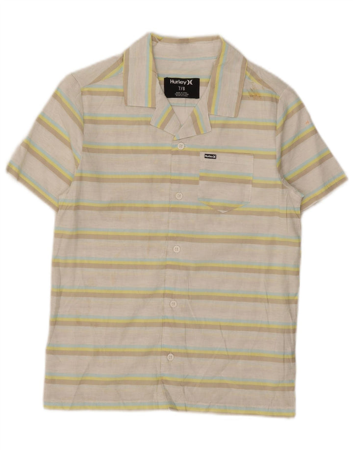 Camisa Hurley Boys manga curta 7-8 anos algodão listrado multicolorido