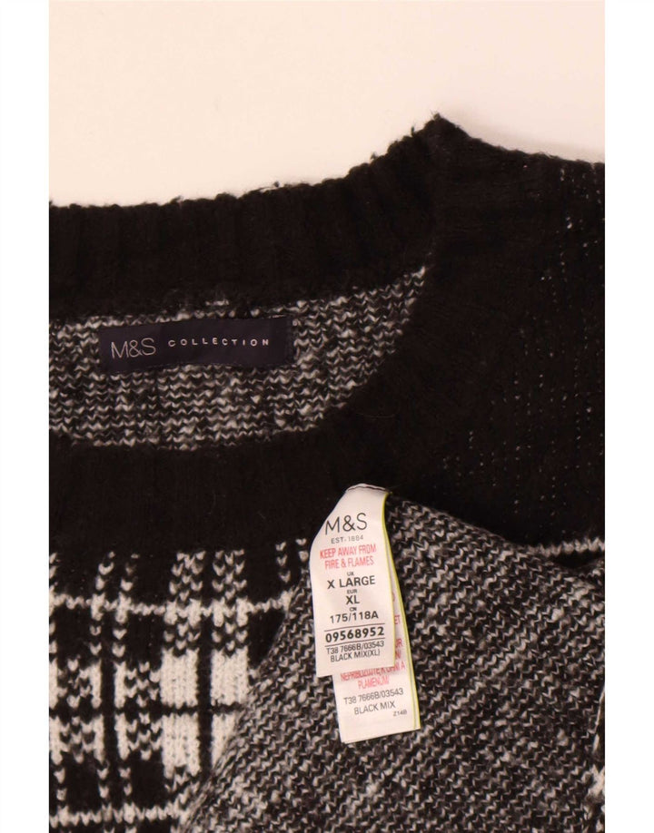 Suéter feminino Marks & Spencer com gola redonda UK 18 XL preto xadrez