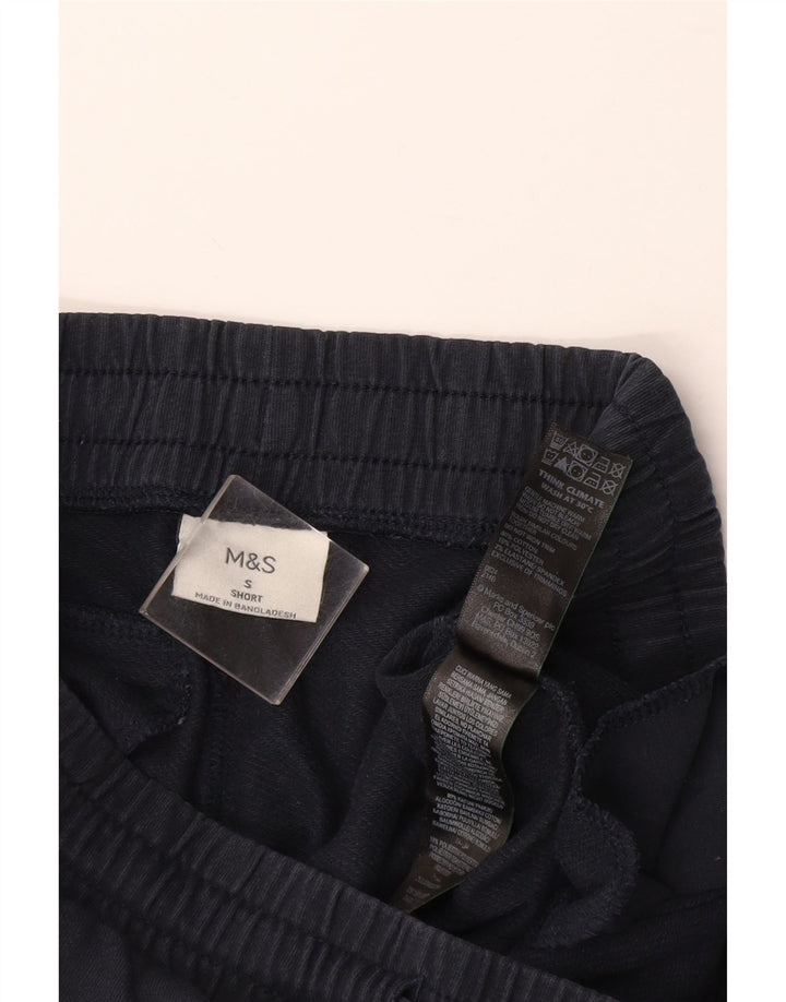 Calça de treino masculina Marks & Spencer pequena azul marinho algodão