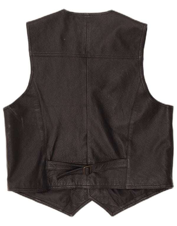 John F Gee Mens Leather Waistcoat Medium Black Leather