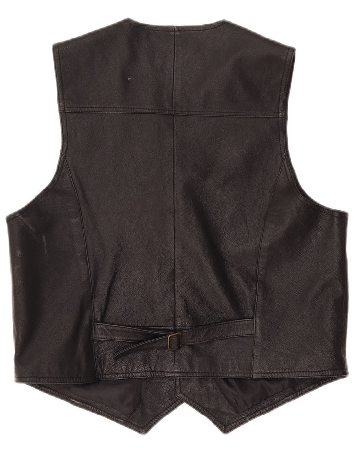 Colete de couro masculino John F Gee couro preto médio