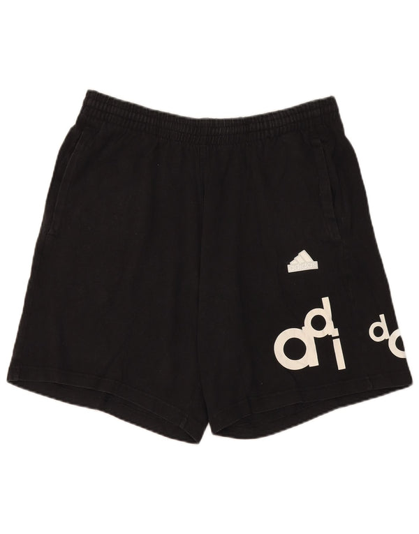 Shorts esportivos gráficos masculinos Adidas grandes de algodão preto