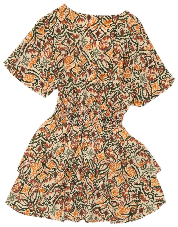 Vestido feminino Zara em camadas UK 8 pequeno floral multicolorido
