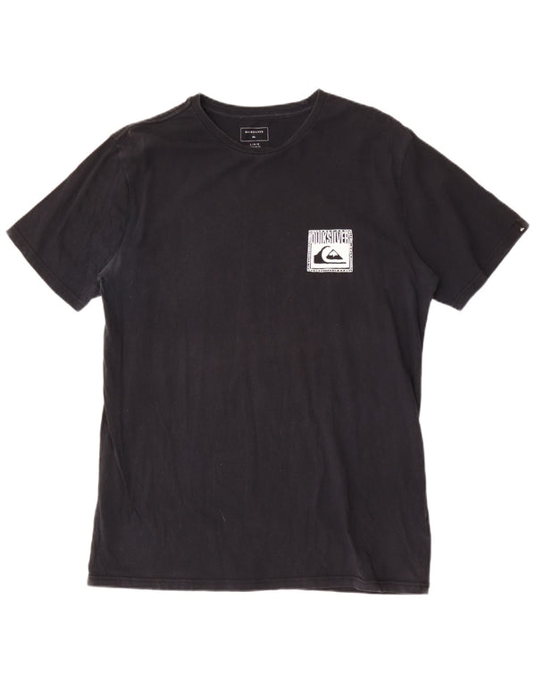 Camiseta masculina Quiksilver Regular Fit com estampa gráfica grande de algodão preto