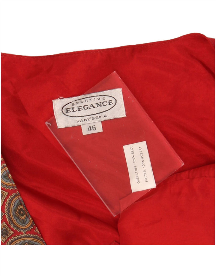 Colete feminino ELEGANCE IT 46 grande seda floral vermelha