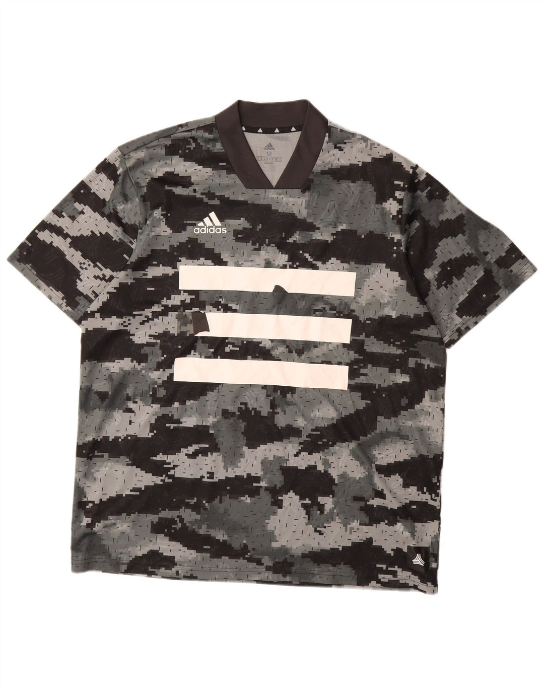 Camiseta masculina ADIDAS com estampa gráfica cinza médio poliéster camuflado