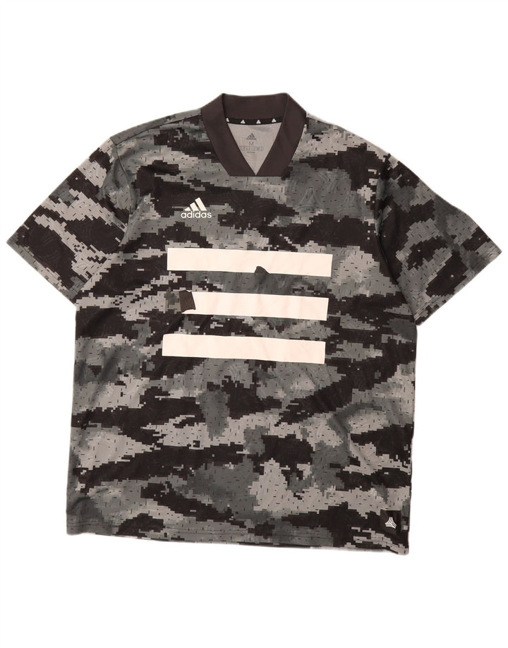Camiseta masculina ADIDAS com estampa gráfica cinza médio poliéster camuflado