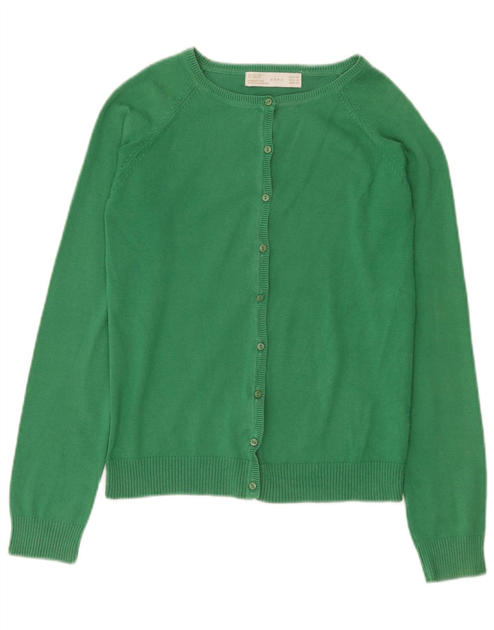 Suéter cardigã feminino Zara Reino Unido 12 algodão verde médio