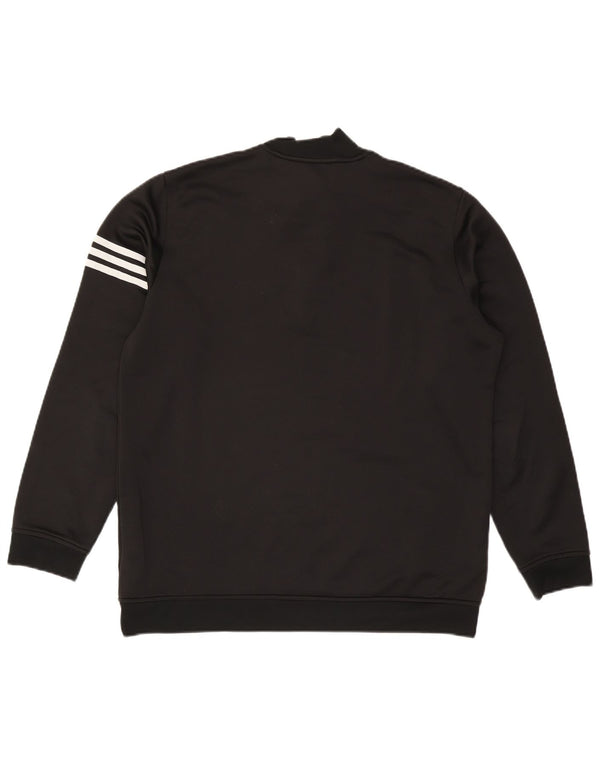 ADIDAS Mens Climalite Zip Neck Moletom Jumper Grande Poliéster Preto