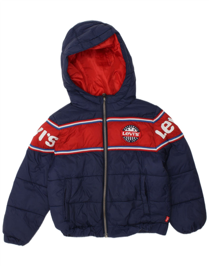 Jaqueta acolchoada com capuz gráfico LEVI'S Boys 3-4 anos azul marinho Colourblock