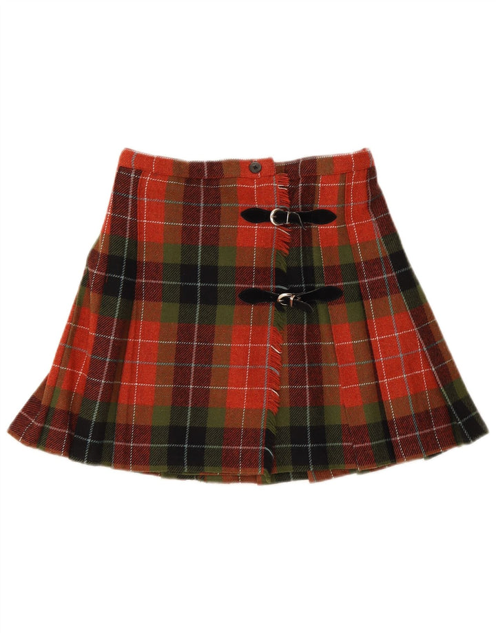 Mini saia feminina Stefanel IT 38 XS W26 lã xadrez vermelha