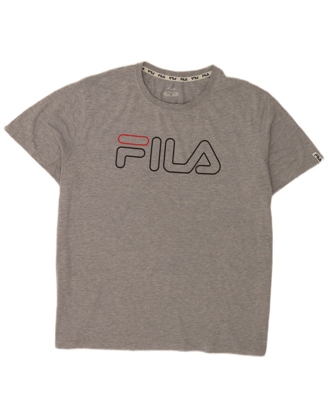 Camiseta masculina Fila Graphic 2XL poliéster manchado cinza