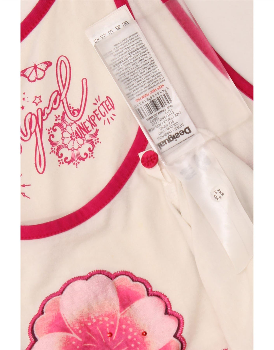 DESIGUAL Vestido túnica estampado sem mangas para meninas 11-12 anos branco floral