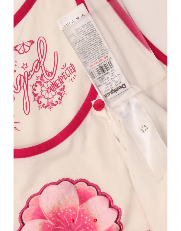 DESIGUAL Vestido túnica estampado sem mangas para meninas 11-12 anos branco floral