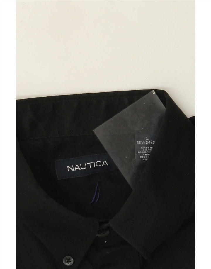 Camisa masculina Nautica tamanho 16 1/2 grande algodão preto