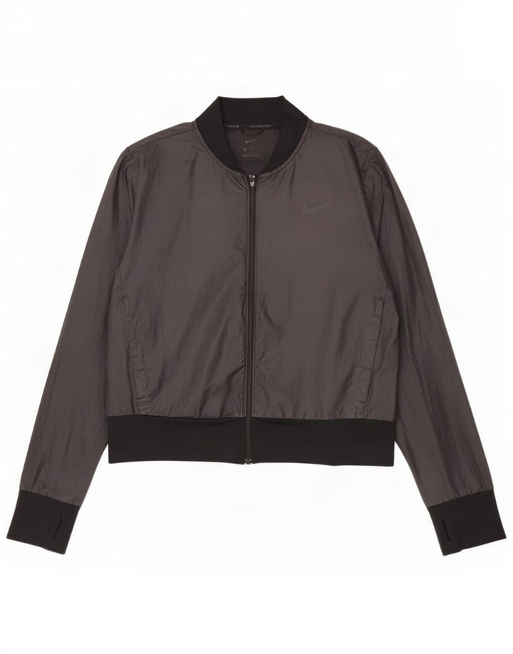 Nike Womens Graphic Tracksuit Top Jacket UK 14 Médio Preto Poliéster