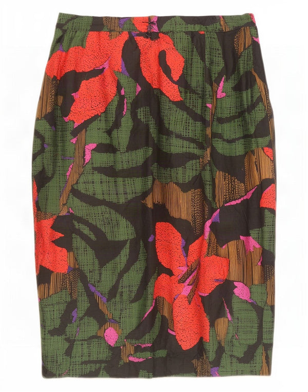 Saia reta feminina vintage W24 XS floral multicolorido