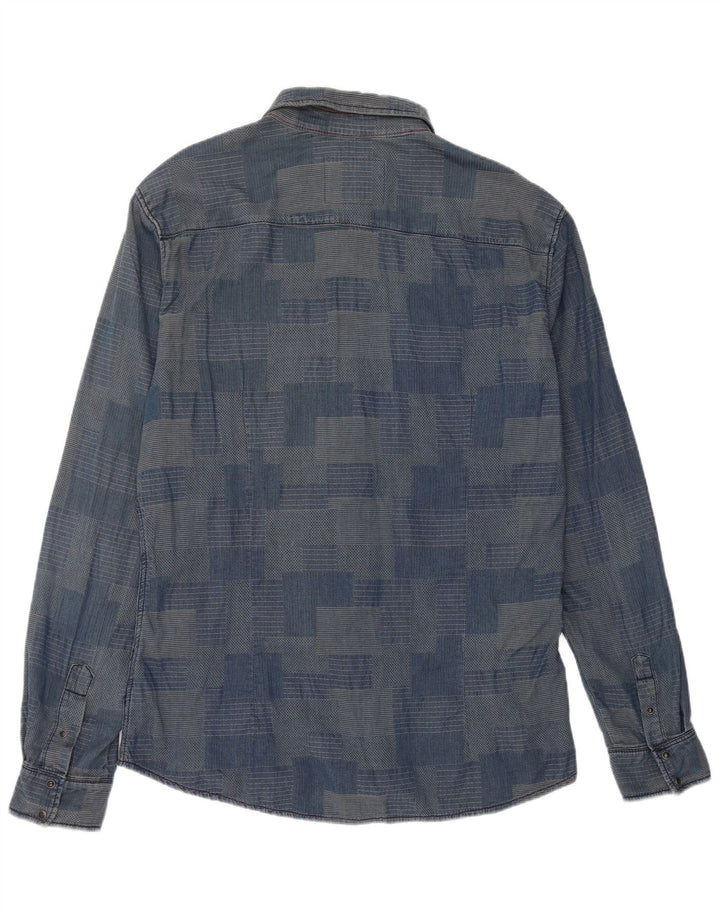 Camisa masculina Gaudi 2XL azul patchwork algodão