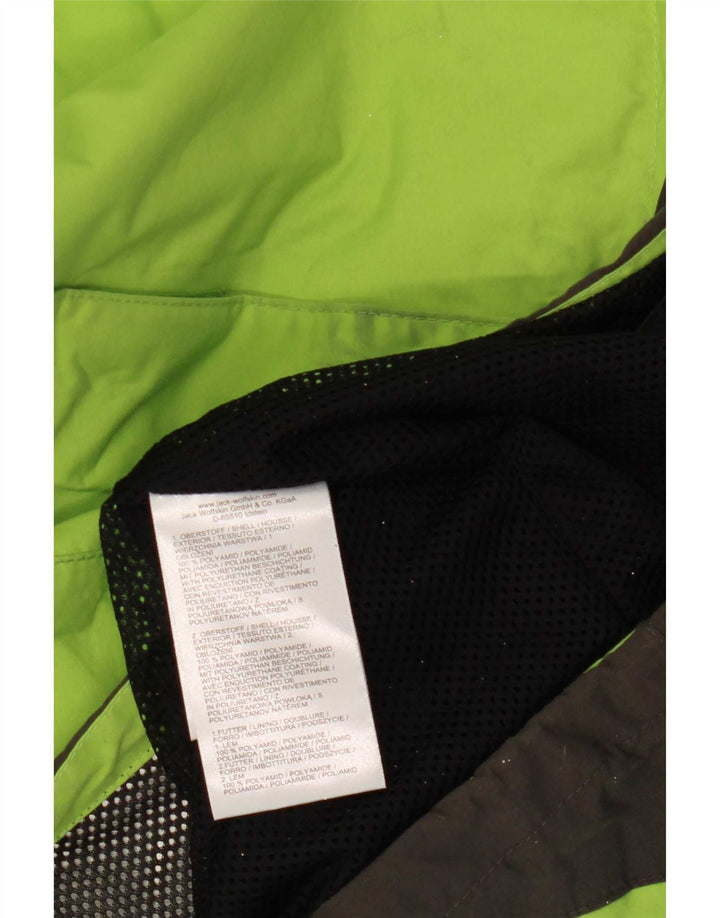 Jaqueta de chuva feminina com capuz Jack Wolfskin Reino Unido 12/14 bloco colorido verde médio