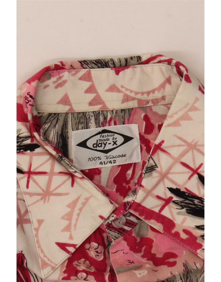 Camisa masculina de manga curta Day-X tamanho 41/42 grande rosa patchwork viscose