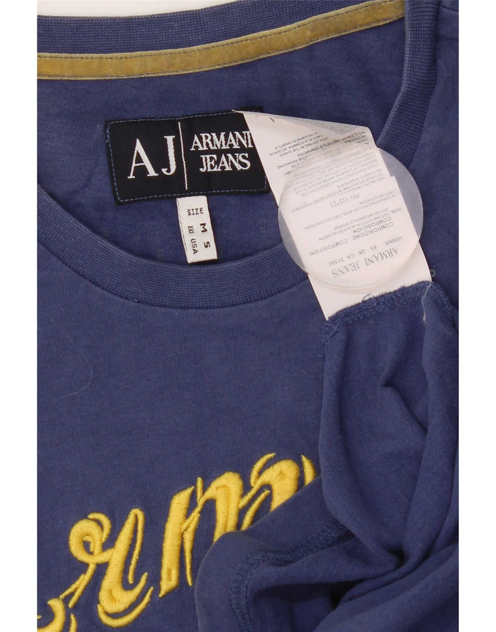Camiseta masculina Armani com estampa gráfica azul médio algodão
