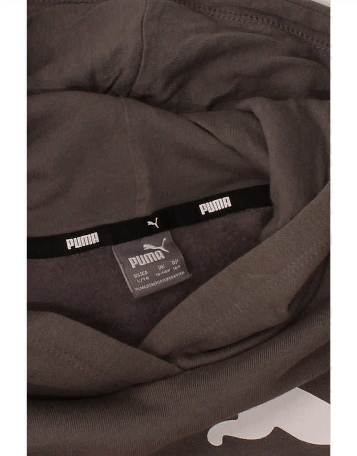 PUMA Girls Oversized Crop Graphic Hoodie Jumper 13-14 Years  Grey Cotton Vintage Puma and Second-Hand Puma from Messina Hembry 