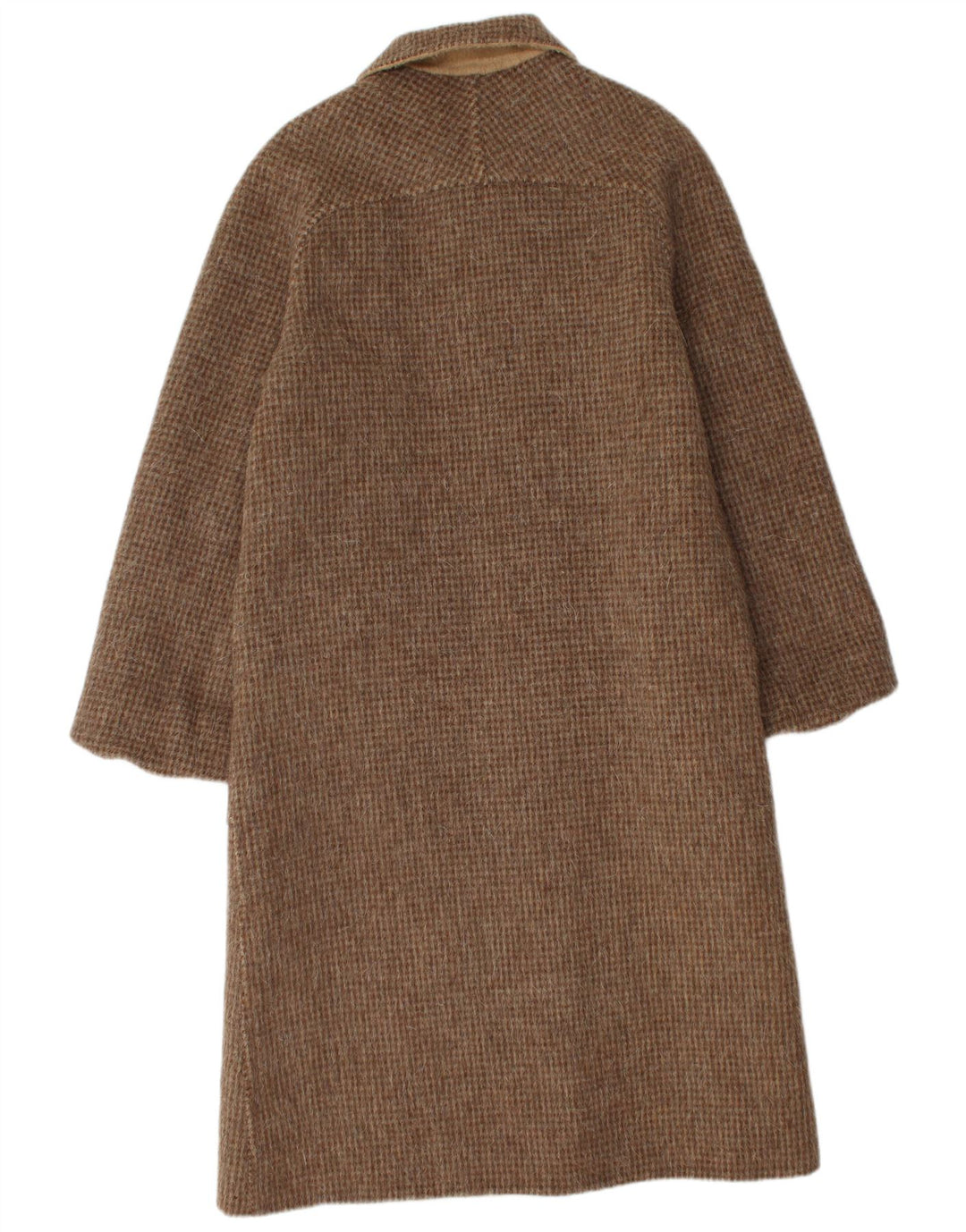 Sobretudo reversível feminino vintage IT 46 grande lã virgem marrom