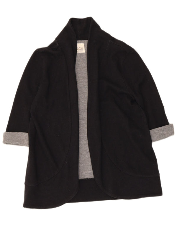 Suéter feminino Zara Trafaluc manga 3/4 aberto cardigan Reino Unido 10 pequeno preto
