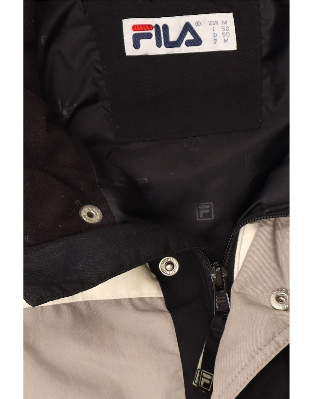 Jaqueta acolchoada masculina FILA UK 38 poliamida colorblock preta média