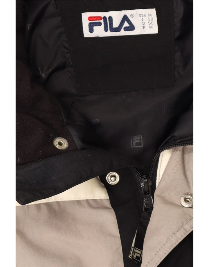 Jaqueta acolchoada masculina FILA UK 38 poliamida colorblock preta média